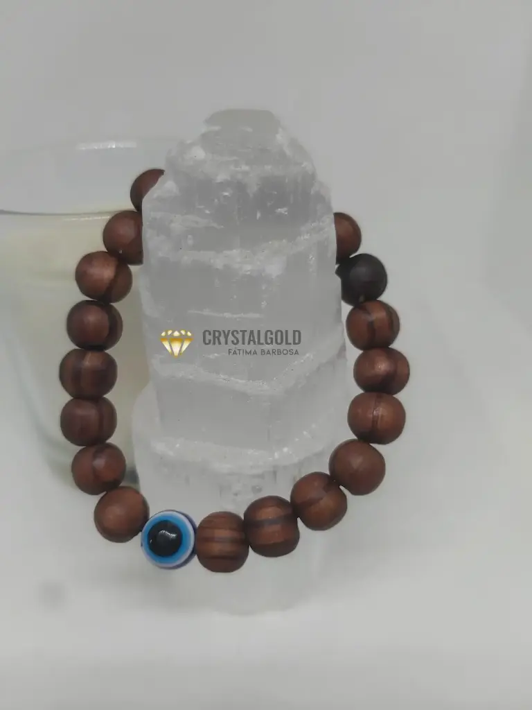 Pulseira Madeira Sagrada com Olho Turco