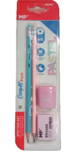 Conjunto de Lápis com Borracha e Afia