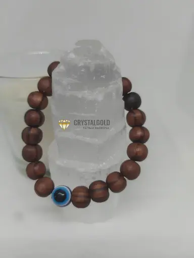 Pulseira Madeira Sagrada com Olho Turco